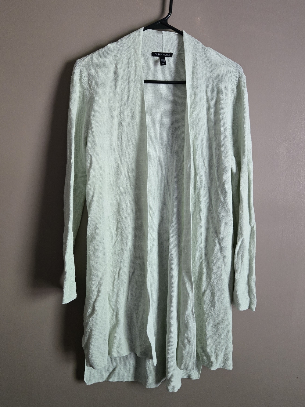 Eileen Fisher Soft Mint Open-Front Long Cardigan